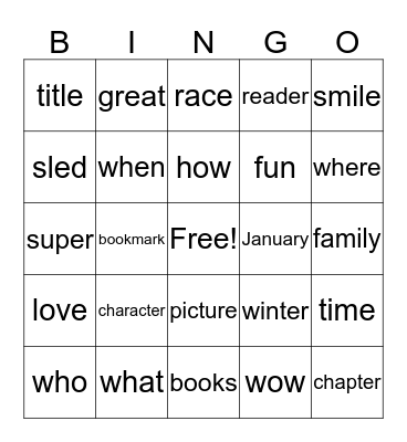 Reading Rocks! Bingo Card
