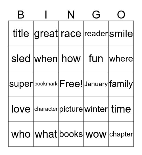 Reading Rocks! Bingo Card