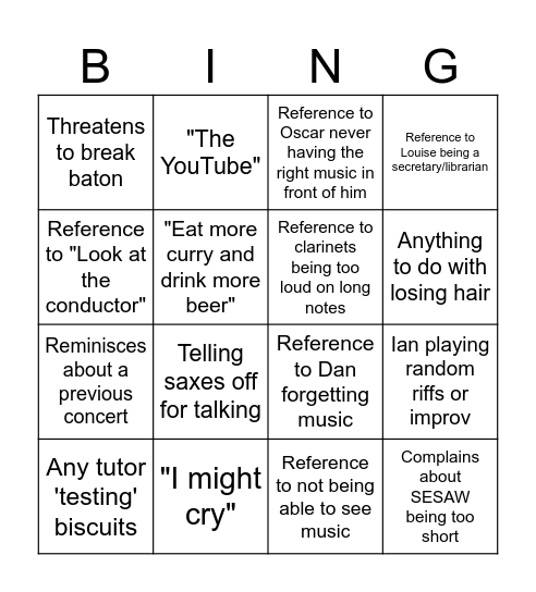 SESAW Bingo Card