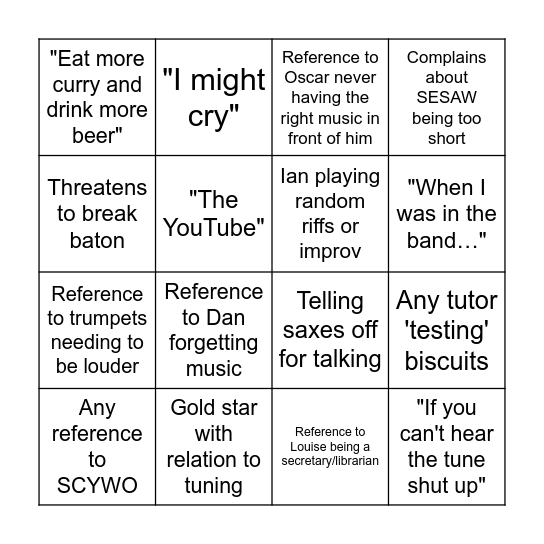 SESAW Bingo Card