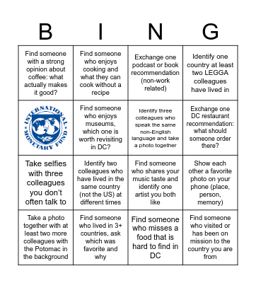 LEGGA Cruise Bingo Card