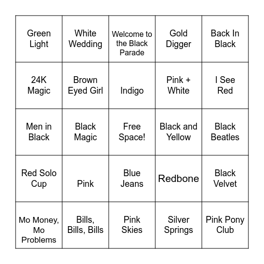 COLOR ME BUZZED Bingo Card