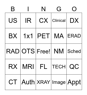 Radiology  Bingo Card
