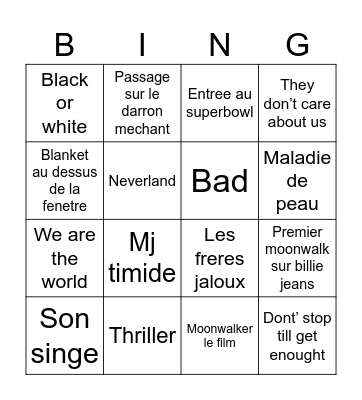 Bingo mj Bingo Card