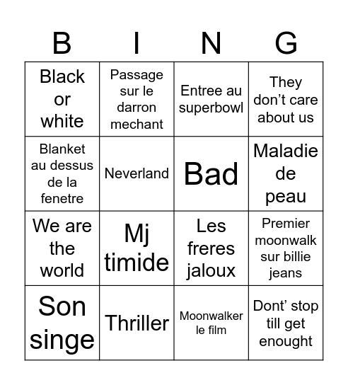 Bingo mj Bingo Card
