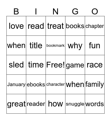 Reading Rocks! Bingo Card