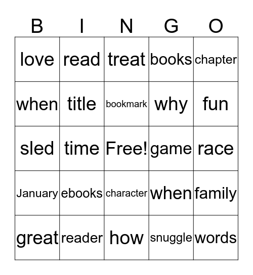 Reading Rocks! Bingo Card