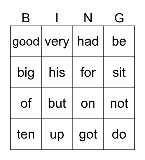 Sight words 25-50 Bingo Card