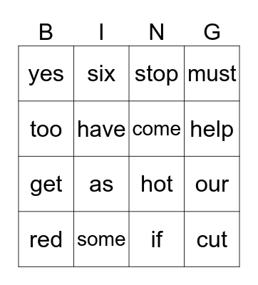 Sight words 51-75 Bingo Card