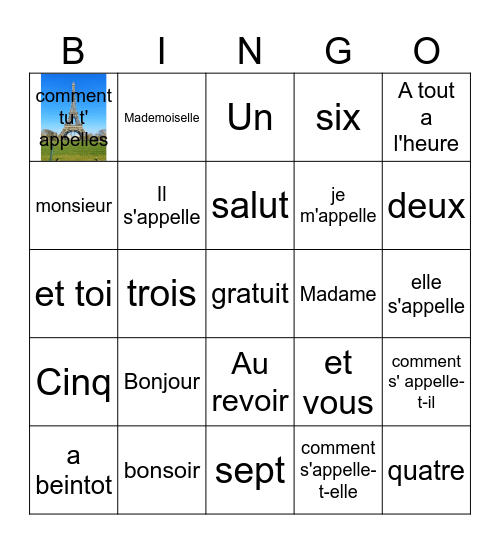 Quelque Chose Français Bingo Card