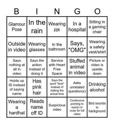 Verify by Video Bingo Card