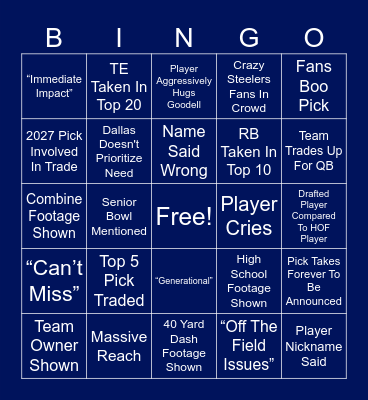 NFL DRAFT BINGO! Bingo Card
