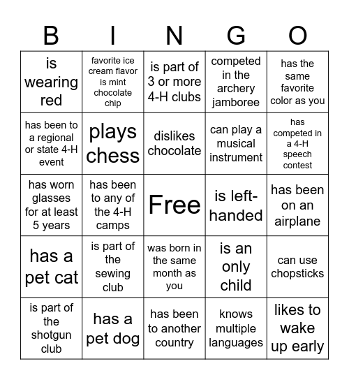 Find someone who... Bingo Card
