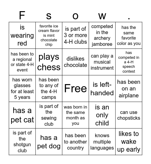 Find someone who... Bingo Card