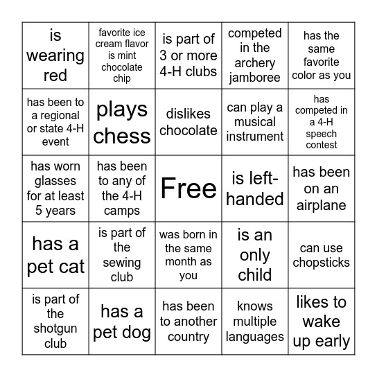 Find someone who... Bingo Card