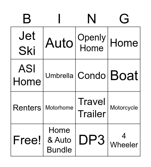 Progressive Bingo Card