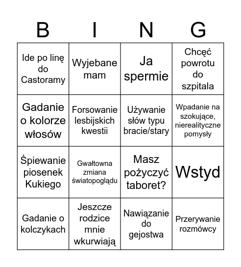 Zośka Bingo Card