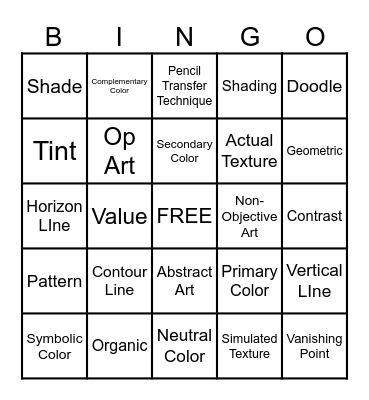Art Bingo Card