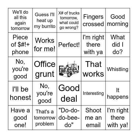 JON LONG BINGO Card