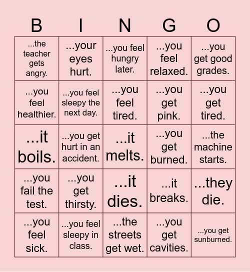 ZERO CONDITIONAL Bingo Card