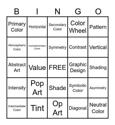 Intermediate Art Bingo Card