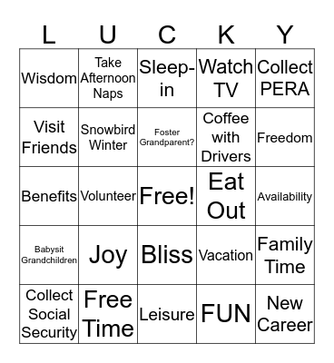 MARY HALL'S RETIREMENT Bingo Card