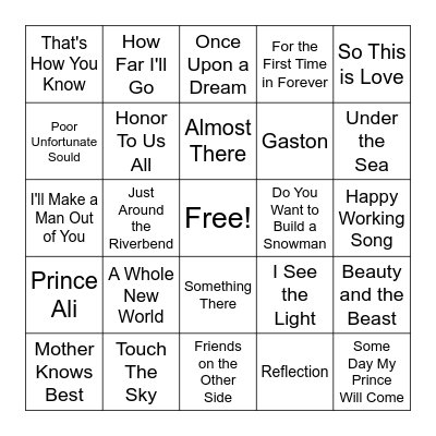 Princess Party Bingo Card