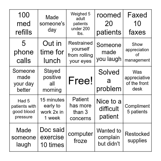 Workplace Bingo Card
