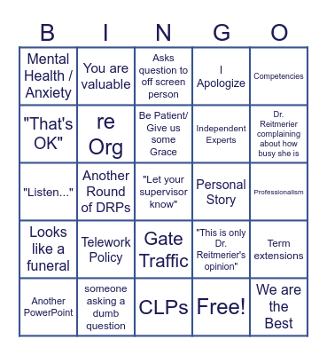 Town Talk with Dr. Reitmeier Bingo Card