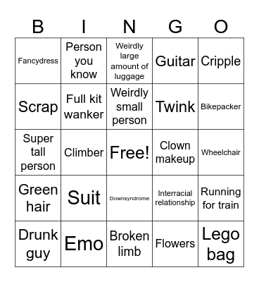 People watching Bingo Card