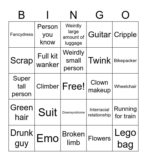 People watching Bingo Card