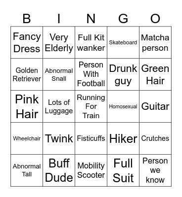 People watching. Bingo Card