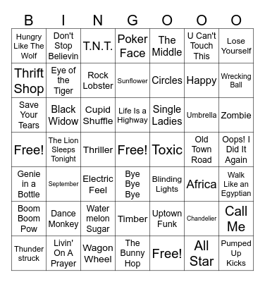 Music Bingo Card