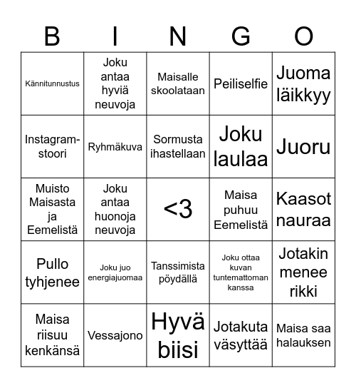 MAISAN POLTTARIT <33 Bingo Card