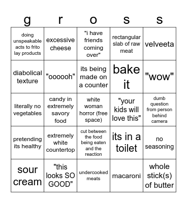 tiktok cooking bingo Card