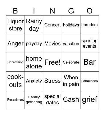 Triggers Bingo Card