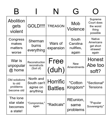 BASICALLY HISTORY Episode IV: The Crashout Bingo Card