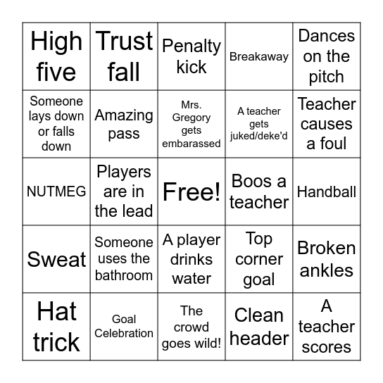 Pep Rally Bingo Card