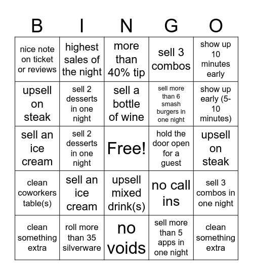 Server Bingo Card