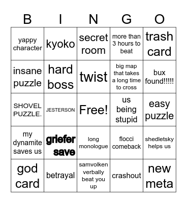 demo 5 Bingo Card