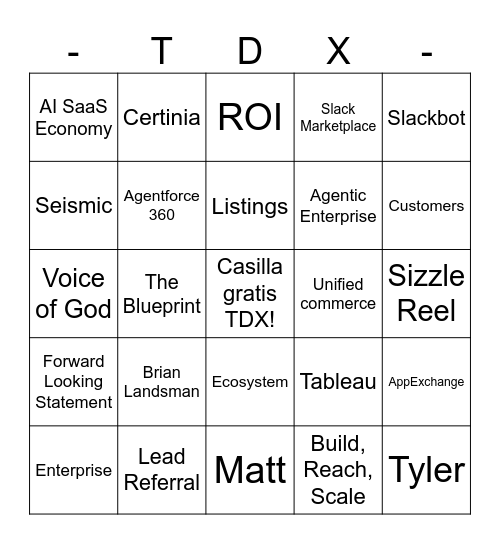 AgentExchange and Partners Bingo Card