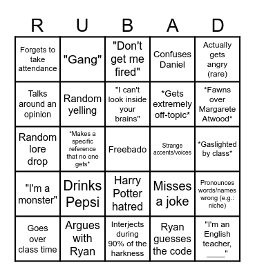 Bingobado Bingo Card