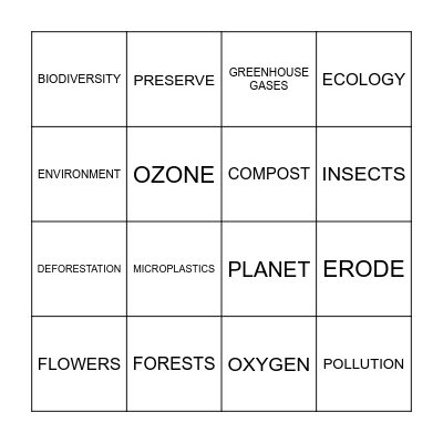 Earth Day Bingo Card