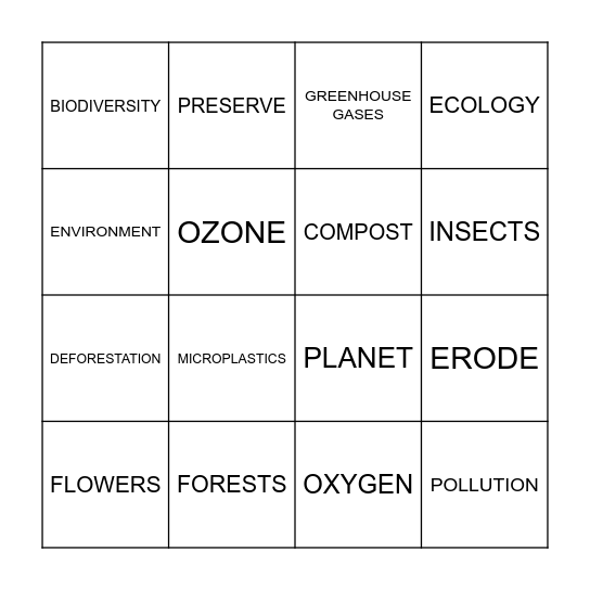 Earth Day Bingo Card