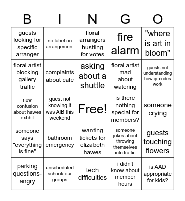 AIB Friday Bingo Card