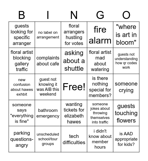AIB Friday Bingo Card