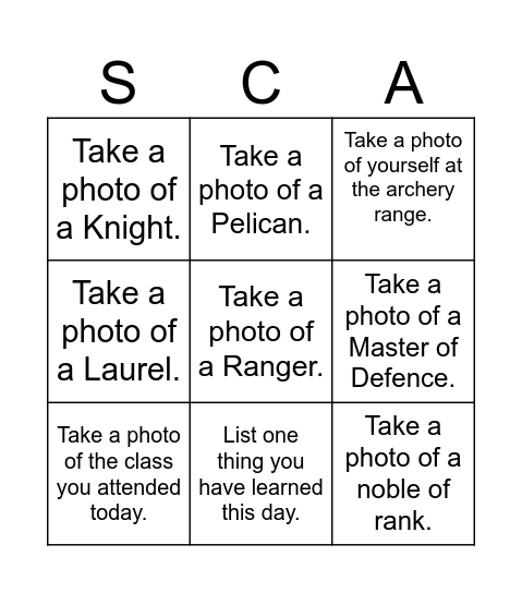 Newcomer Photo Bingo Quest! Bingo Card