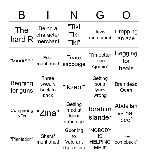 Abdallah Valorant Bingo Card
