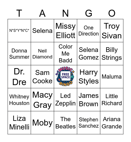 Who Sang That- Name the Artist Bingo Card