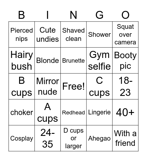 Nudes Bingo Card